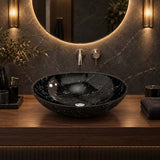 Double Layer Glass Oval Basin 480x390x140mm - Multi Colour