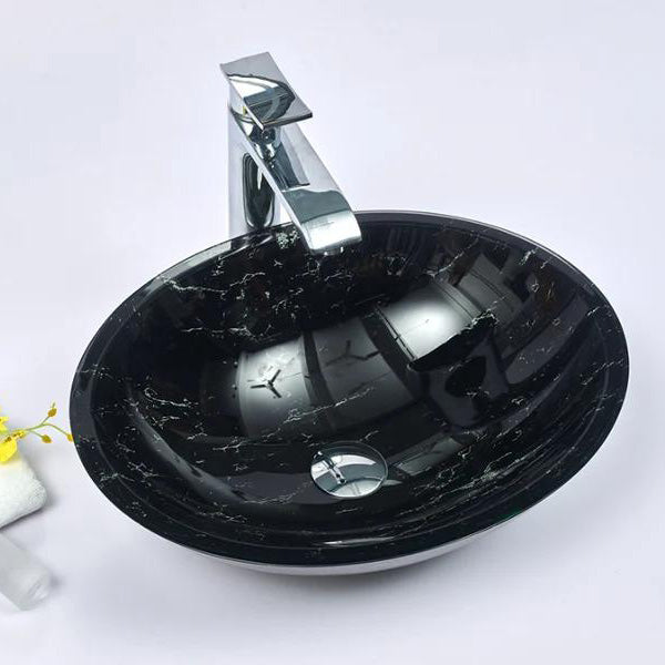 Double Layer Glass Oval Basin 480x390x140mm - Multi Colour