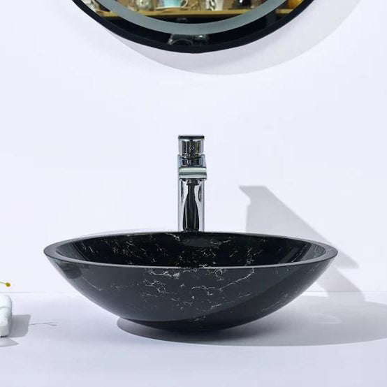 Double Layer Glass Oval Basin 480x390x140mm - Multi Colour