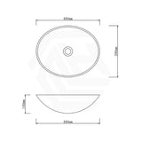 480x390x140mm Gloss Black Double Layer Glass Oval Basin