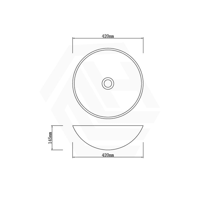 Double Layer Tempered Glass Above Counter Art Basin Round Shape 420x420x145mm