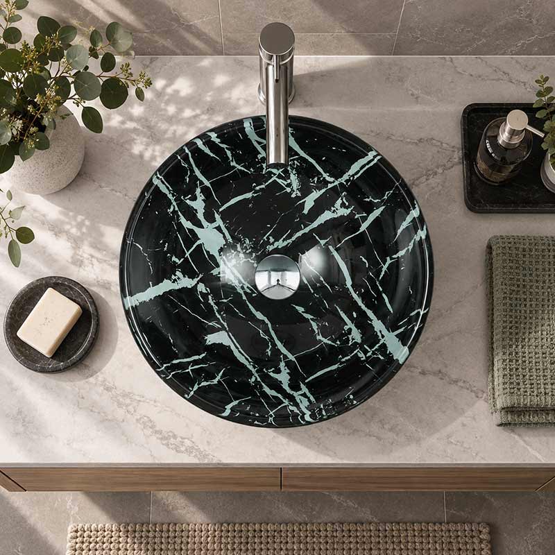 Double Layer Tempered Glass Above Counter Art Basin Round Shape 420x420x145mm