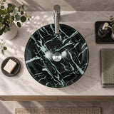 Double Layer Tempered Glass Above Counter Art Basin Round Shape 420x420x145mm