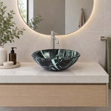 Double Layer Tempered Glass Above Counter Art Basin Round Shape 420x420x145mm