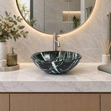 Double Layer Tempered Glass Above Counter Art Basin Round Shape 420x420x145mm
