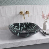 Tempered Glass Art Basin Square Shape Double Layer 400x400x140mm - Multi Color