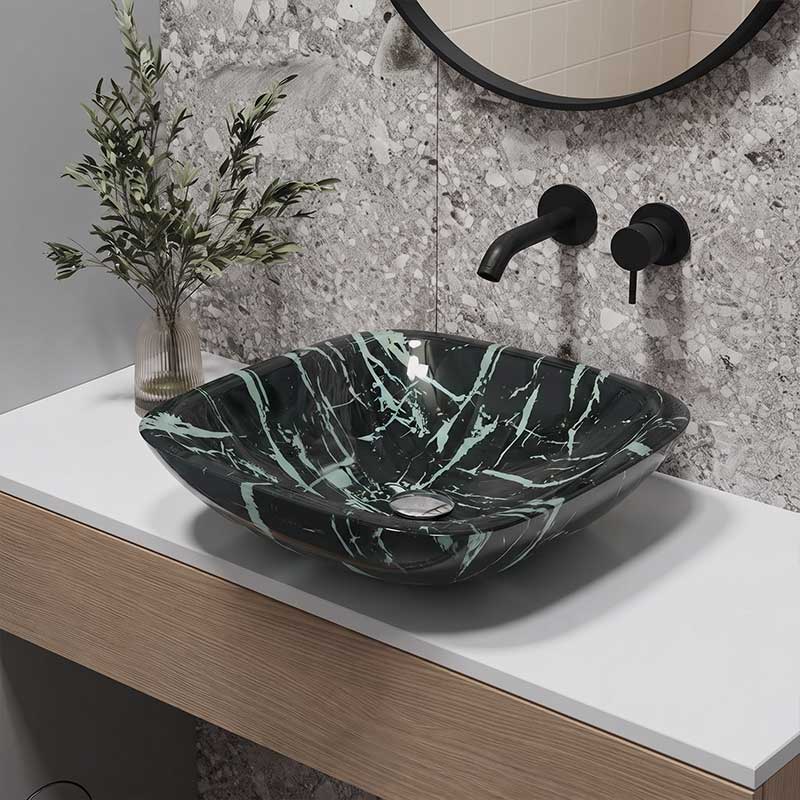 Tempered Glass Art Basin Square Shape Double Layer 400x400x140mm - Multi Color