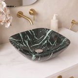 Tempered Glass Art Basin Square Shape Double Layer 400x400x140mm - Multi Color