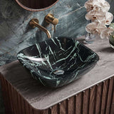 Tempered Glass Art Basin Square Shape Double Layer 400x400x140mm - Multi Color