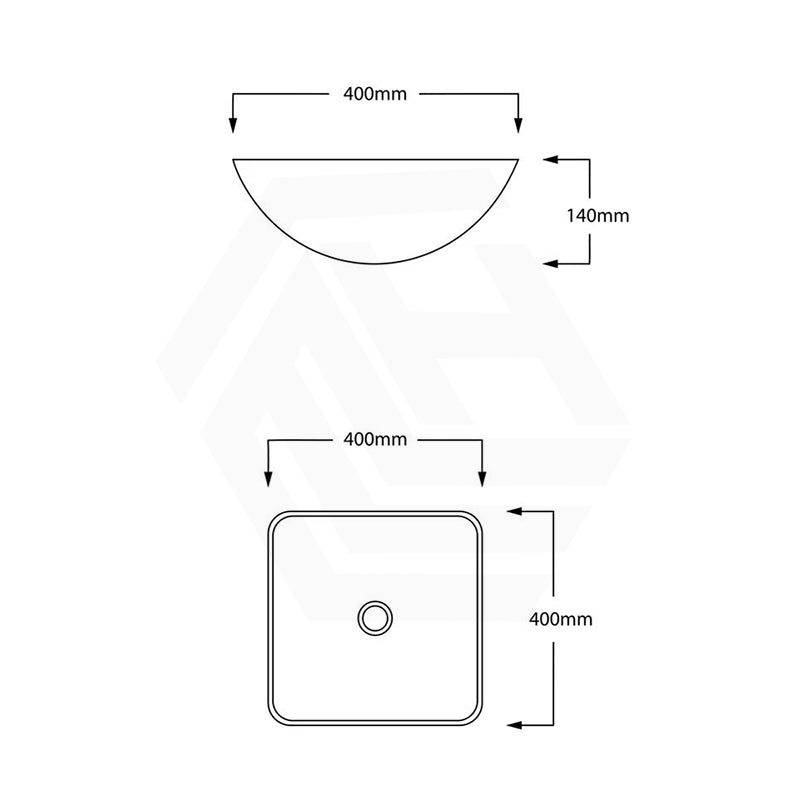 400x400x140mm Tempered Glass Art Basin Square Shape Double Layer