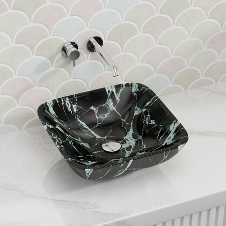 400X400X140Mm Tempered Glass Art Basin Square Shape Double Layer