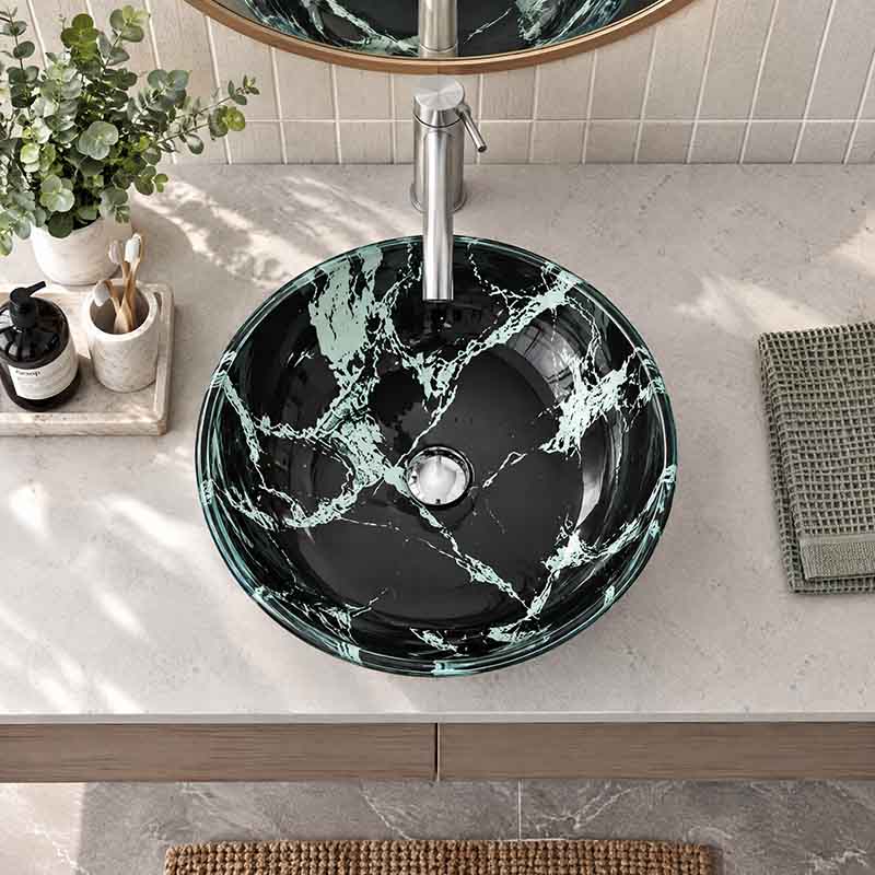 Double Layer Glass Basin Round Shape in 17mm Thickness 420x420x145mm