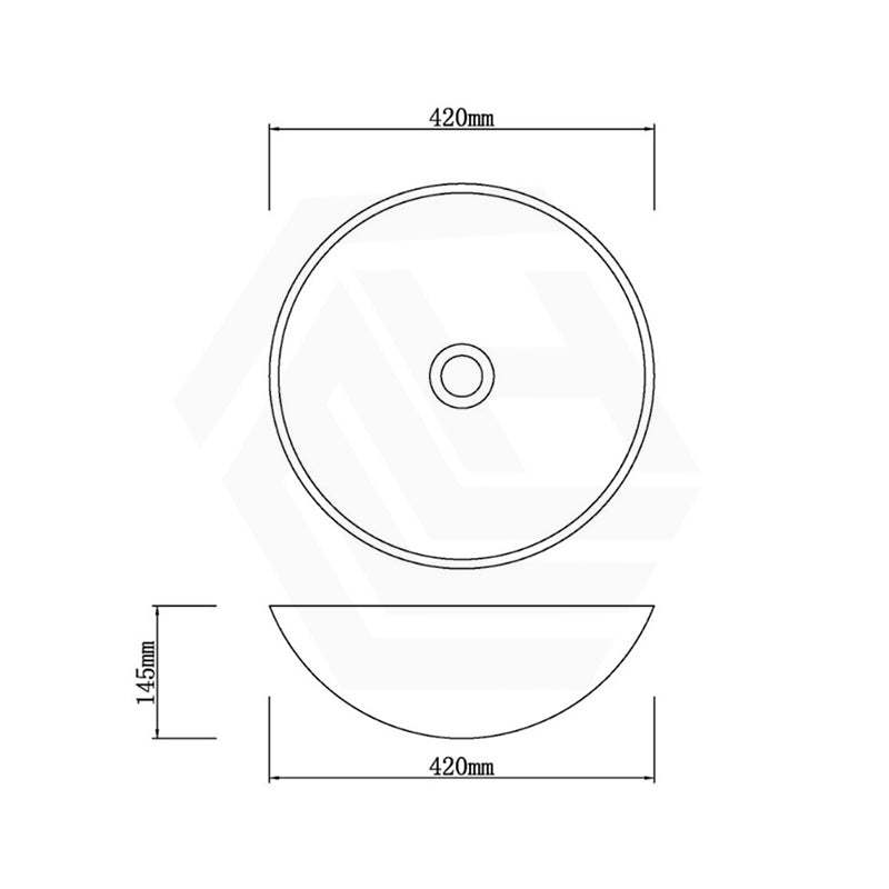 420x420x145mm Tempered Glass Art Basin Round Above Counter