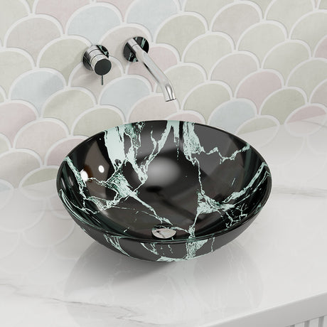 420X420X145Mm Double Layer Glass Basin Round Shape In 17Mm Thickness