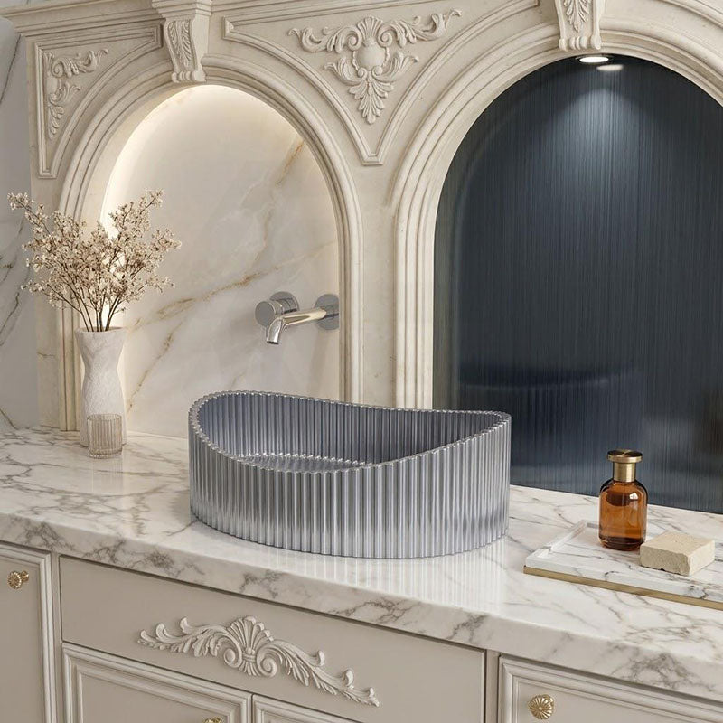Infinity Oval Art Wash Above Counter Basin Tempered Glass 500x375x140mm - Variant Colour Available