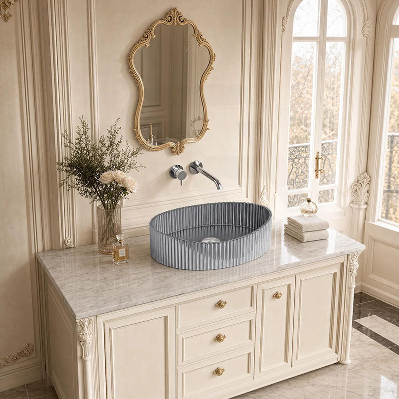 Infinity Oval Art Wash Above Counter Basin Tempered Glass 500x375x140mm - Variant Colour Available