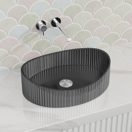 500x375x140mm Infinity Oval Art Wash Above Counter Basin Tempered Glass Variant Colour Available