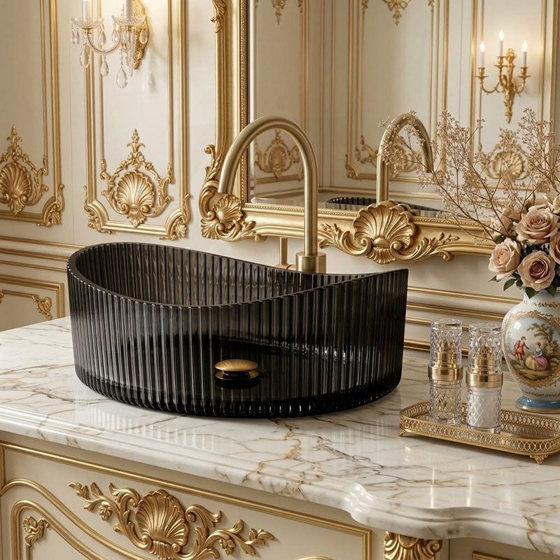 Infinity Oval Art Wash Above Counter Basin Tempered Glass 500x375x140mm - Variant Colour Available