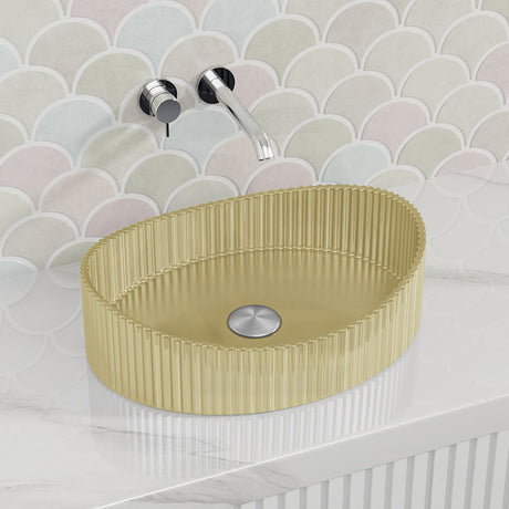 500x375x140mm Infinity Oval Art Wash Above Counter Basin Tempered Glass Variant Colour Available