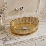 Infinity Oval Art Wash Above Counter Basin Tempered Glass 500x375x140mm - Variant Colour Available