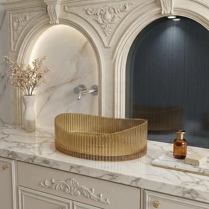 Infinity Oval Art Wash Above Counter Basin Tempered Glass 500x375x140mm - Variant Colour Available