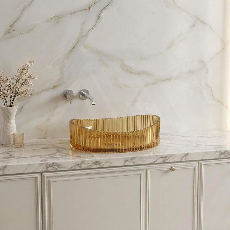 Infinity Oval Art Wash Above Counter Basin Tempered Glass 500x375x140mm - Variant Colour Available
