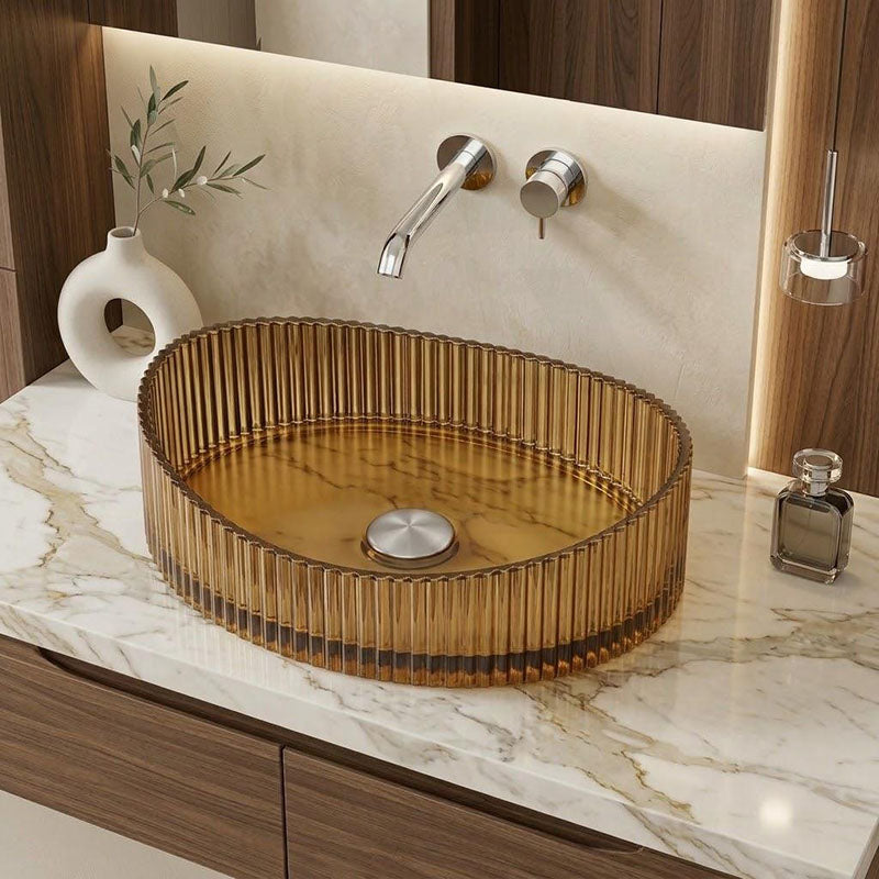 Infinity Oval Art Wash Above Counter Basin Tempered Glass 500x375x140mm - Variant Colour Available