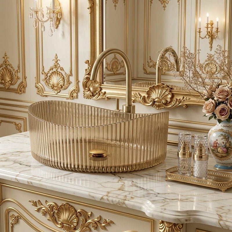 Infinity Oval Art Wash Above Counter Basin Tempered Glass 500x375x140mm - Variant Colour Available