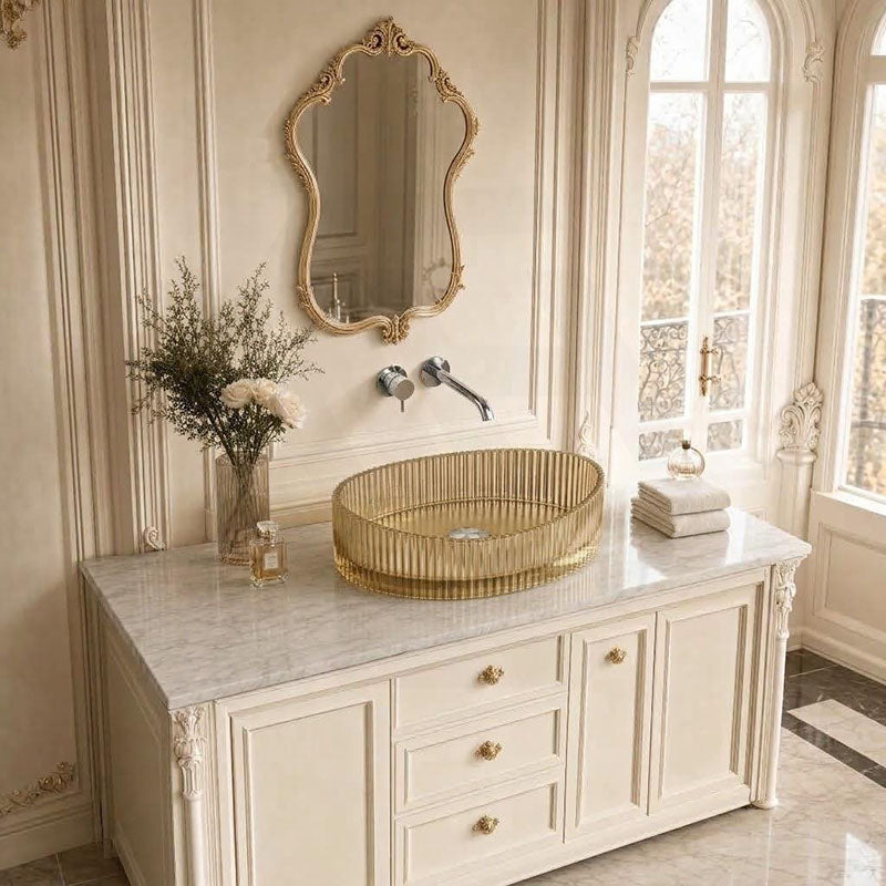 Infinity Oval Art Wash Above Counter Basin Tempered Glass 500x375x140mm - Variant Colour Available