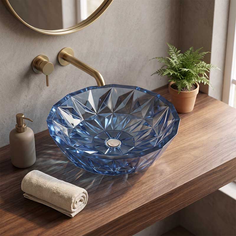 Infinity Round Tempered Glass Above Counter Basin 400x400x140mm- Variant Colour