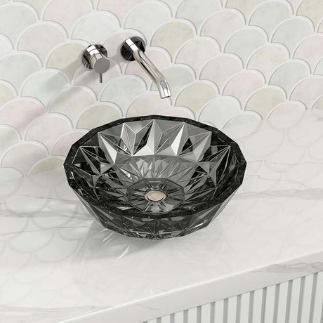 400x400x140mm Bathroom Round Above Counter Tempered Glass Basin Colour Available