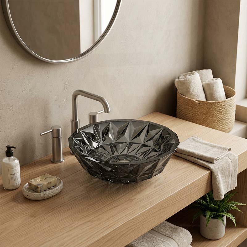 Infinity Round Tempered Glass Above Counter Basin 400x400x140mm- Variant Colour