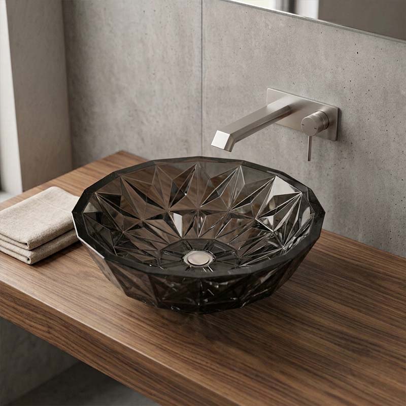 Infinity Round Tempered Glass Above Counter Basin 400x400x140mm- Variant Colour