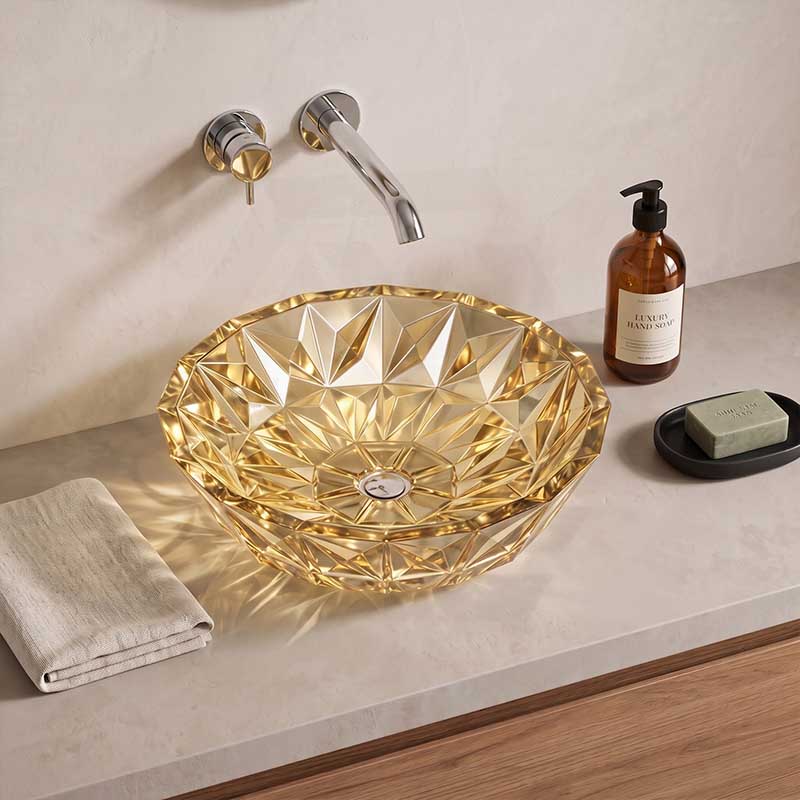 Infinity Round Tempered Glass Above Counter Basin 400x400x140mm- Variant Colour