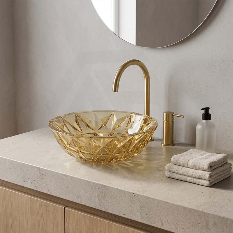 Infinity Round Tempered Glass Above Counter Basin 400x400x140mm- Variant Colour