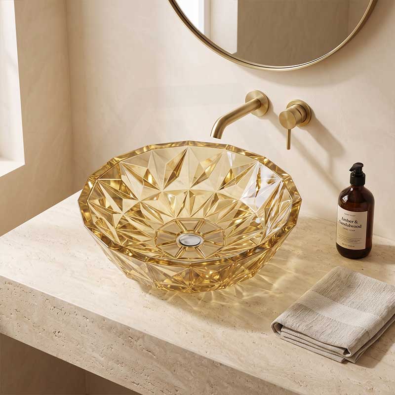 Infinity Round Tempered Glass Above Counter Basin 400x400x140mm- Variant Colour