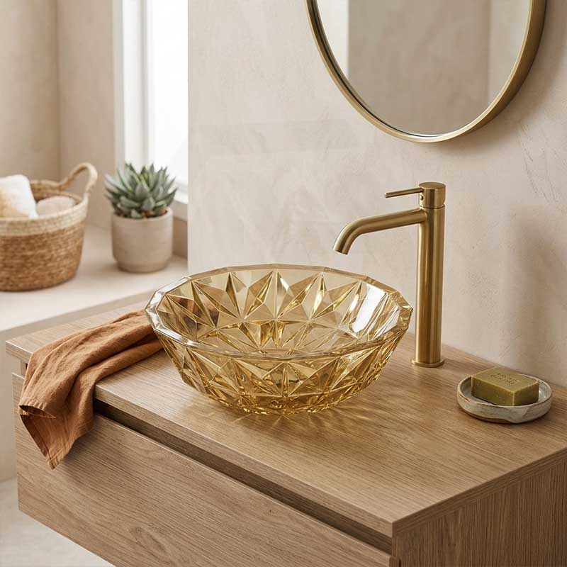 Infinity Round Tempered Glass Above Counter Basin 400x400x140mm- Variant Colour