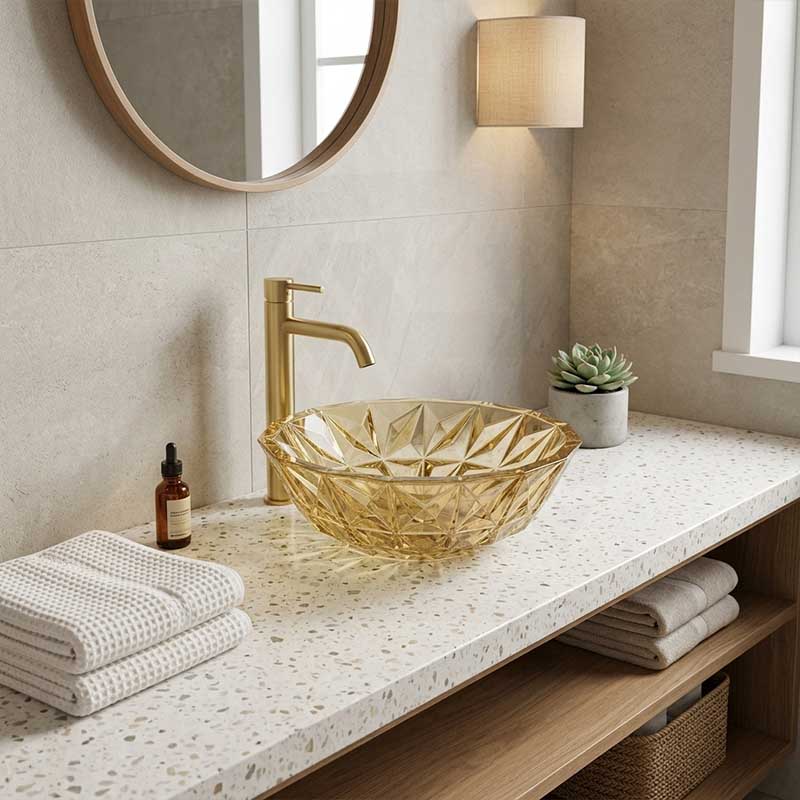 Infinity Round Tempered Glass Above Counter Basin 400x400x140mm- Variant Colour