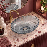 Oval Above Counter Art Wash Basin Tempered Glass 510x350x150mm - Colours Available