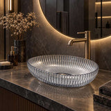 Oval Above Counter Art Wash Basin Tempered Glass 510x350x150mm - Colours Available