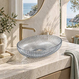 Oval Above Counter Art Wash Basin Tempered Glass 510x350x150mm - Colours Available
