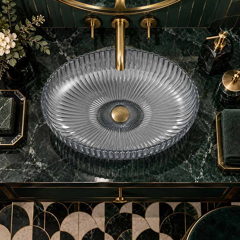 Oval Above Counter Art Wash Basin Tempered Glass 510x350x150mm - Colours Available