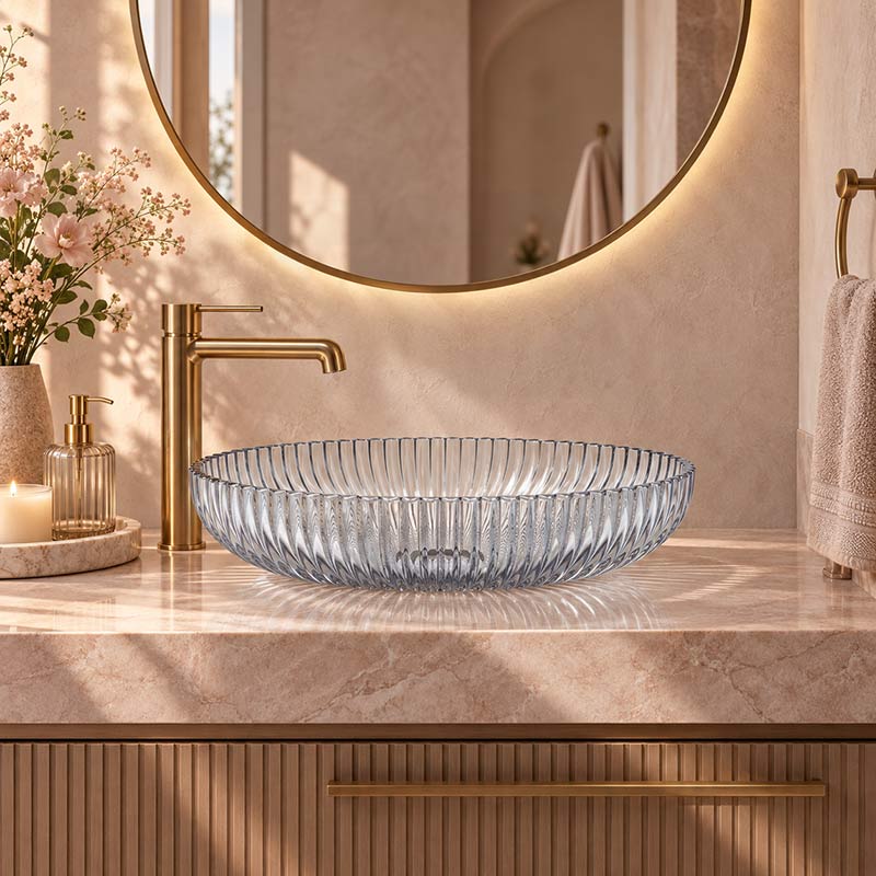 Oval Above Counter Art Wash Basin Tempered Glass 510x350x150mm - Colours Available