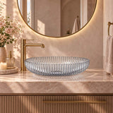 Oval Above Counter Art Wash Basin Tempered Glass 510x350x150mm - Colours Available
