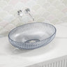 510X350X150Mm Oval Above Counter Art Wash Basin Tempered Glass Black Basins