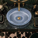 Oval Above Counter Art Wash Basin Tempered Glass 510x350x150mm - Colours Available