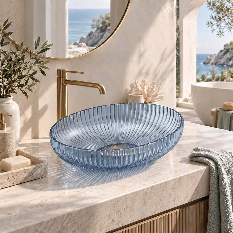Oval Above Counter Art Wash Basin Tempered Glass 510x350x150mm - Colours Available