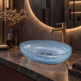 Oval Above Counter Art Wash Basin Tempered Glass 510x350x150mm - Colours Available