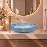 Oval Above Counter Art Wash Basin Tempered Glass 510x350x150mm - Colours Available