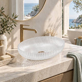 Oval Above Counter Art Wash Basin Tempered Glass 510x350x150mm - Colours Available